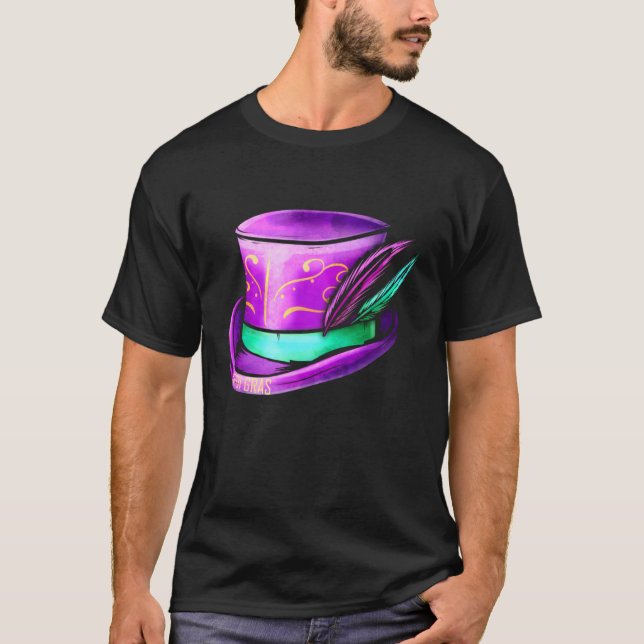 Purple Hat Cylinder For Mardi Gras T-Shirt (Front)