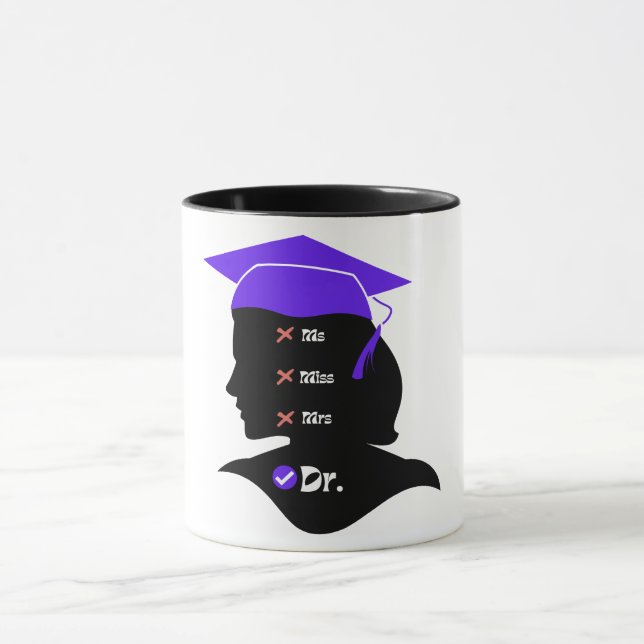 Purple Hat Miss Ms Mrs Dr Design for New Graduate Mug (Center)