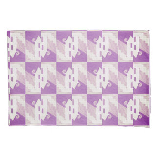 Purple Haunted Hues: Halloween House Pattern Pillowcase