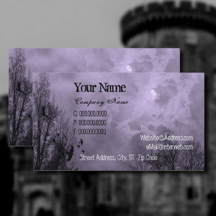 Purple Haunted Sky and Ravens Custom Business Card