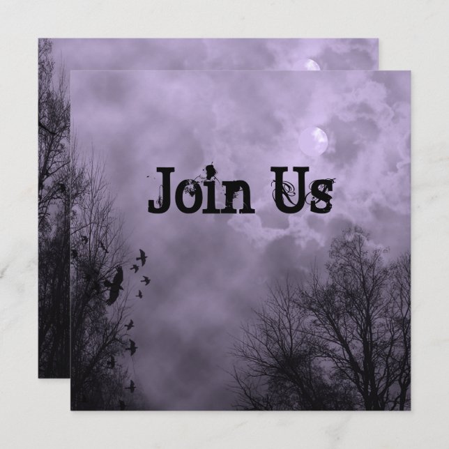 Purple Haunted Sky Custom Halloween Invitation (Front/Back)