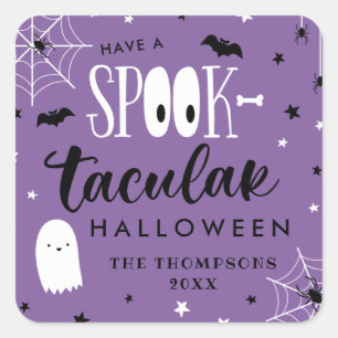 Purple Have A Spooktacular Halloween Favour Square Sticker