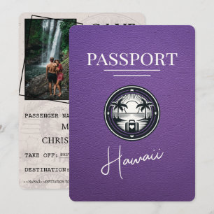 Purple Hawaii Passport Save The Date