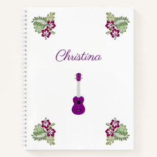 Purple Hawaiian Hibiscus Flower Ukulele Music Notebook