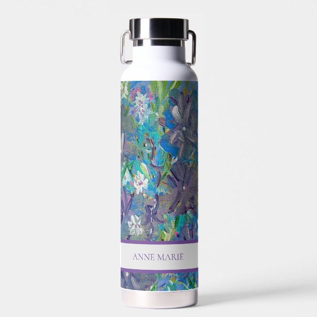 Purple Haze Floral Custom Water Bottle (Front)