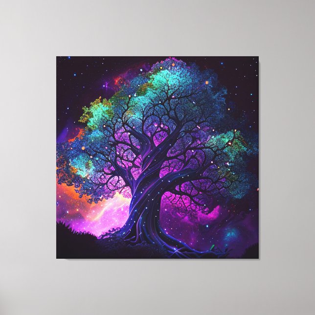 Purple Haze Galaxy Tree Canvas Print (Front)
