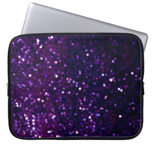 Purple Haze: Glitter Lights Background Laptop Sleeve