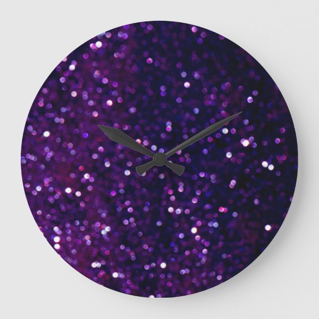 Purple Haze: Glitter Lights Background Large Clock (Front)