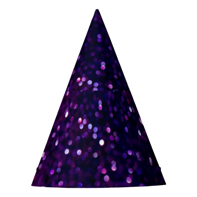 Purple Haze: Glitter Lights Background Party Hat (Front)