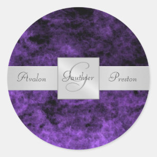 Purple Haze Monogram Wedding Sticker
