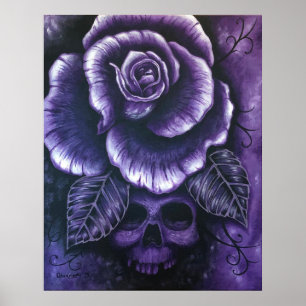 “Purple Haze” Skull Rose Art Poster Print