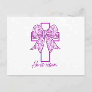 Purple He Is Risen Easter Floral Coquette Bow  Postcard