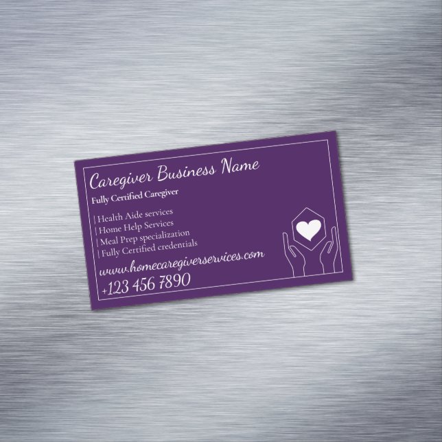 Purple Health Aide Home Care Professional Magnetic Business Card (In Situ)