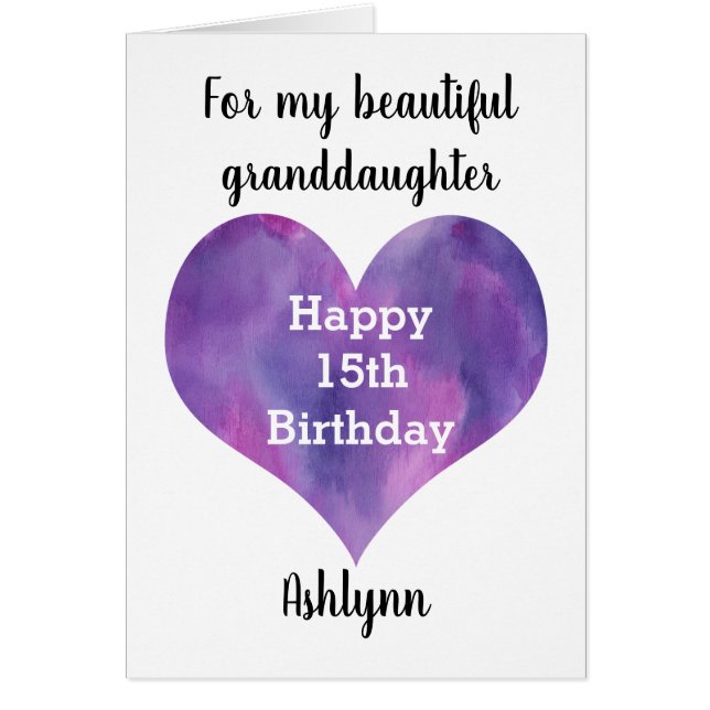 Purple Heart 15th Birthday Granddaughter (Front)