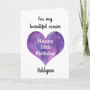 Purple Heart 18th Birthday Cousin Card