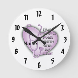 Purple Heart Air Force Nurse Round Clock