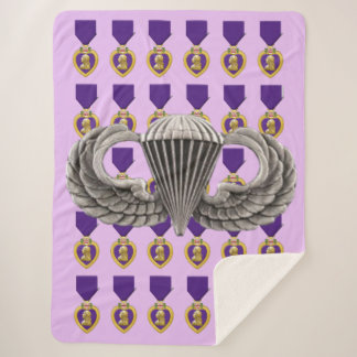 PURPLE HEART and AIRBORNE WINGS Sherpa Blanket