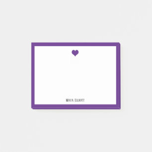 Purple Heart and Border on White with Name Post-it Notes