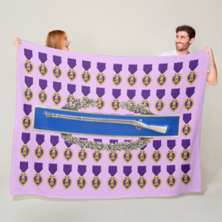 PURPLE HEART and COMBAT INFANTRYMAN'S BADGE Fleece Blanket