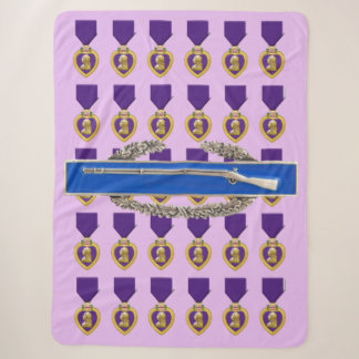 PURPLE HEART and COMBAT INFANTRYMAN'S BADGE Sherpa Blanket