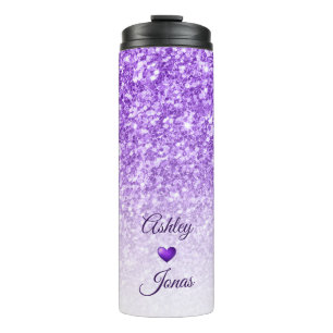 Purple Heart And Glitter Thermal Tumbler