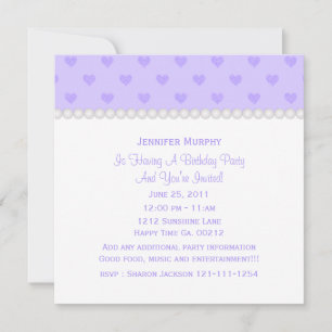 Purple Heart and Pearls Party Invitation