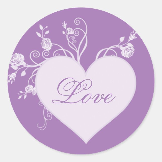 Purple Heart and Roses Love Stickers (Front)