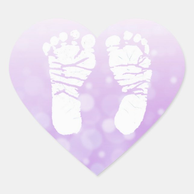 Purple Heart Baby Footprints Stickers (Front)