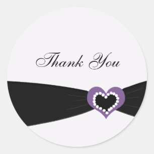 Purple Heart Black Ribbon Thank You Classic Round Sticker