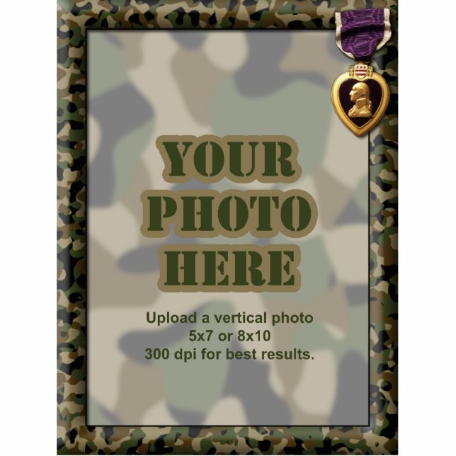 Purple Heart Camouflage Military Frame Standing Photo Sculpture (Front)