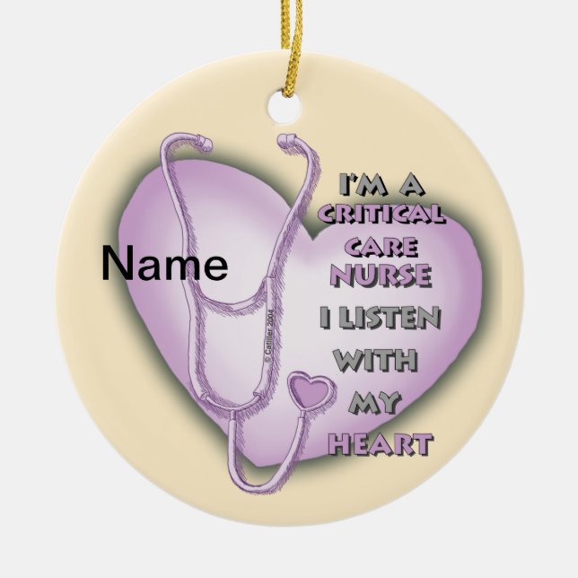 Purple Heart Care Nurse Ceramic Tree Decoration (Front)