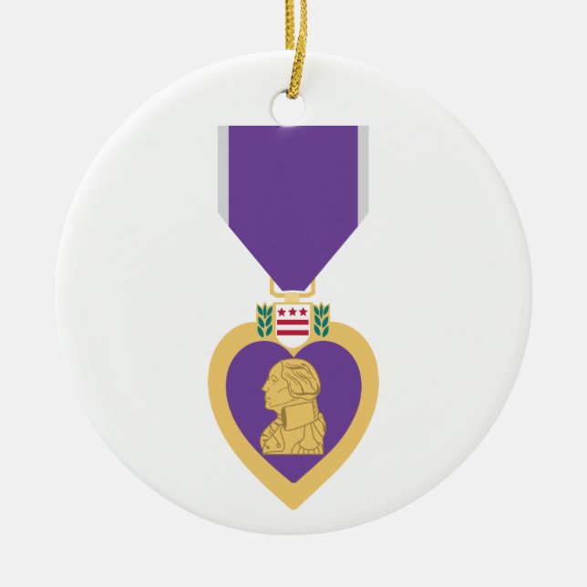 Purple Heart Ceramic Tree Decoration (Front)