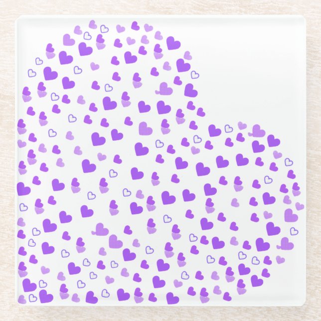Purple Heart Cluster Glass Coaster (Front)