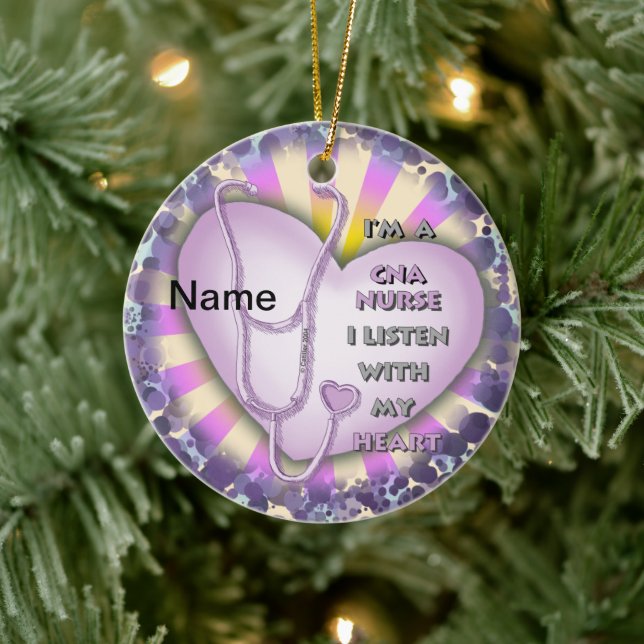 Purple Heart CNA Nurse Ceramic Tree Decoration (Tree)