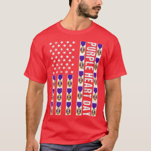 Purple Heart Day Military US Flag Purple Heart Med T-Shirt