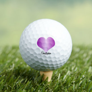 Purple Heart Design Personalised Golf Balls