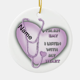 Purple Heart EMT Ceramic Tree Decoration