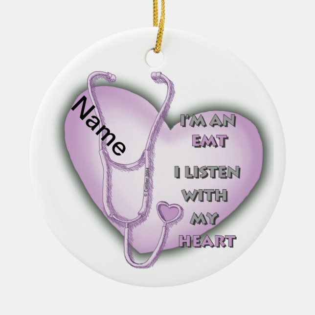Purple Heart EMT Ceramic Tree Decoration (Front)