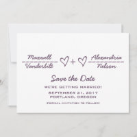 Purple Heart Equation Save the Date Invite