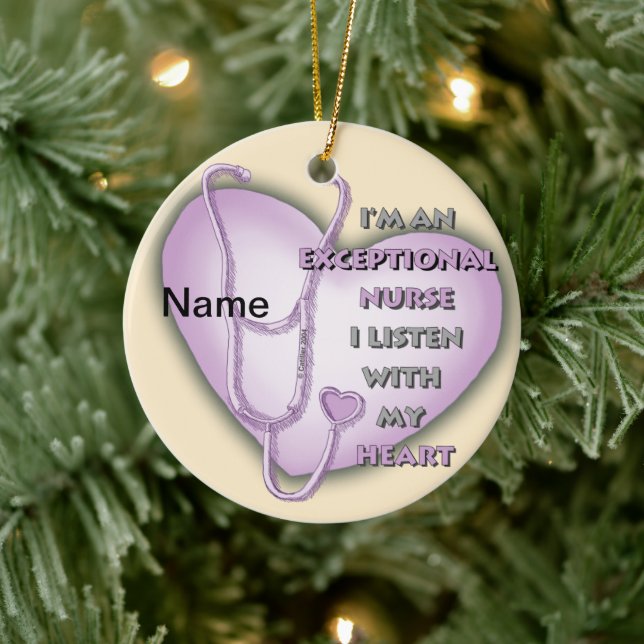 Purple Heart exceptional nurse  Ceramic Tree Decoration (Tree)