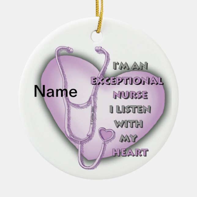 Purple Heart exceptional nurse  Ceramic Tree Decoration (Front)