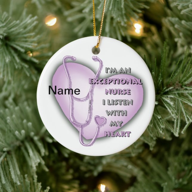 Purple Heart exceptional nurse  Ceramic Tree Decoration (Tree)