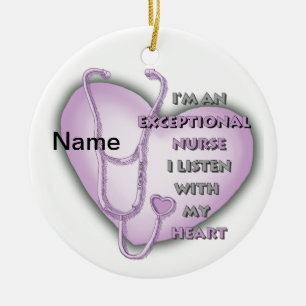 Purple Heart exceptional nurse  Ceramic Tree Decoration