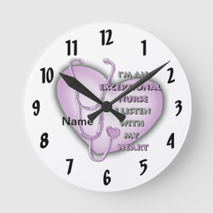 Purple Heart exceptional nurse  Round Clock