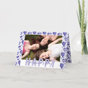 Purple Heart Galentines Day Friend Photo Holiday Card