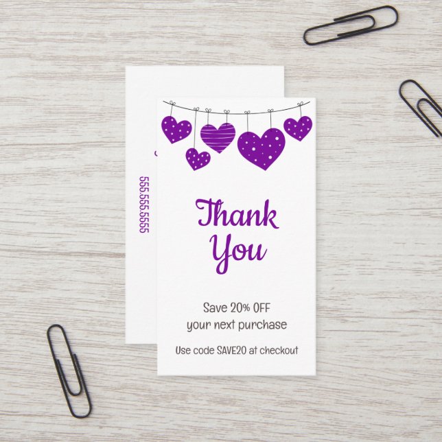 Purple Heart Garland Discount Card (Front/Back In Situ)