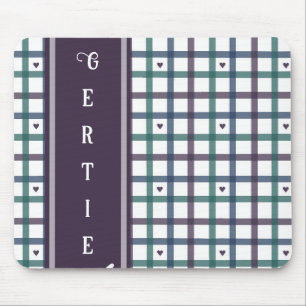Purple Heart Gingham Mouse Mat