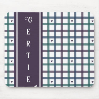 Purple Heart Gingham Mouse Mat