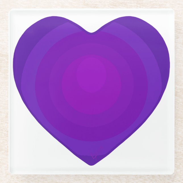 Purple heart glass coaster (Front)