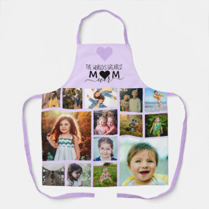 Purple Heart Greatest Mum Ever Photo Collage Apron